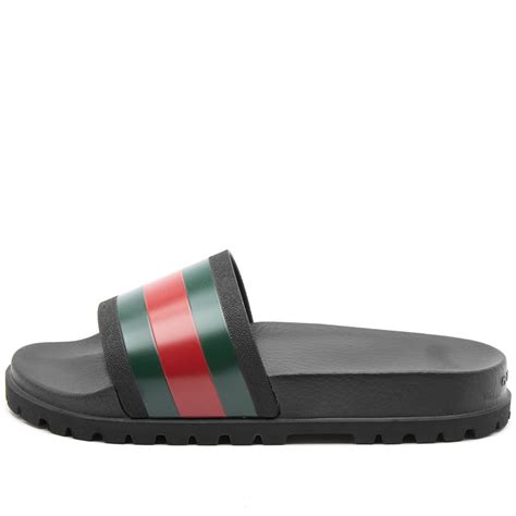 gucci womens web slide sandal|Gucci rubber pursuit g slides.